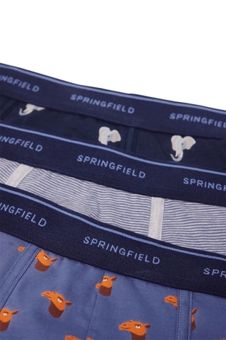 3 boxers - Bleu marine et blanc