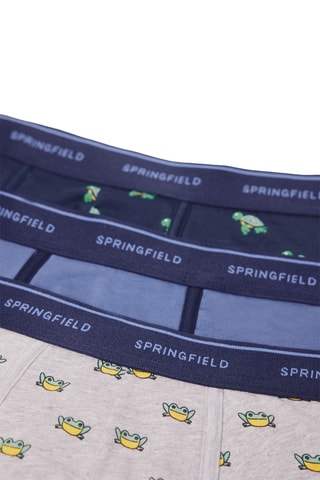 3 boxers - Bleu marine et gris