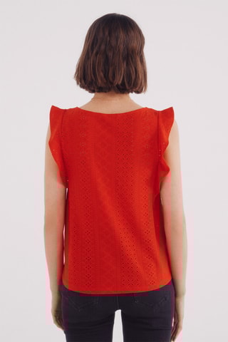 Blouse en broderie anglaise - Rouge