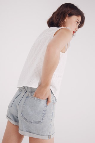 Short en jean taille haute - Bleu clair