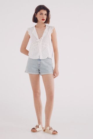 Short en jean taille haute - Bleu clair