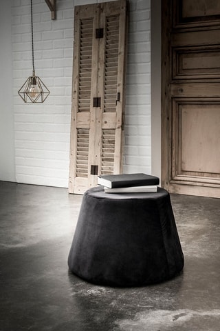 Pouf en velours - Noir - 31,5 x 34 x 46,5 cm