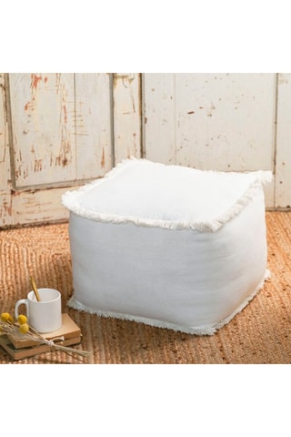 Pouf - Blanc - En coton