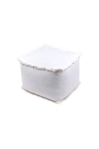 Pouf - Blanc - En coton