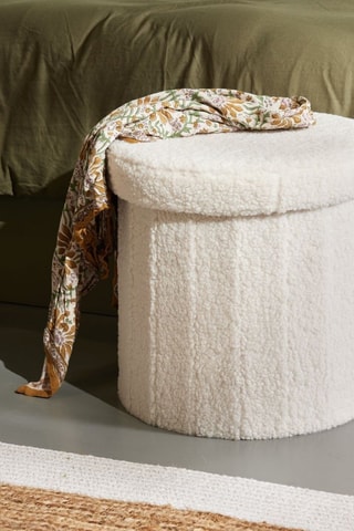 Tabouret coffre pliable - Craie - Tissu bouclette