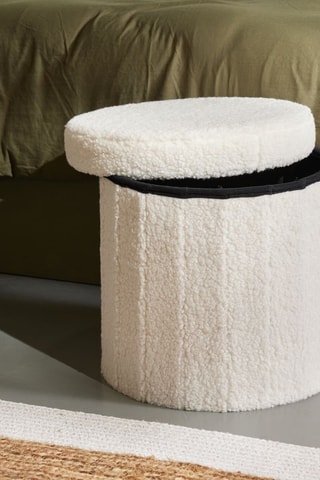 Tabouret coffre pliable - Craie - Tissu bouclette