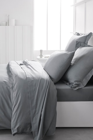 Drap-housse en coton 78 fils/cm² - Acier - Bonnet 30 cm