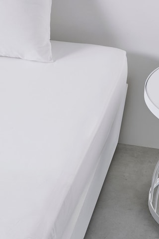 Drap-housse en coton 57 fils/cm² Essential - Craie - Bonnet 23 cm