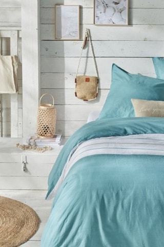 Parure de lit en coton 57 fils/cm² - Bleu