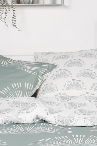 Parure de couette en coton Flanelle - Vert et écru