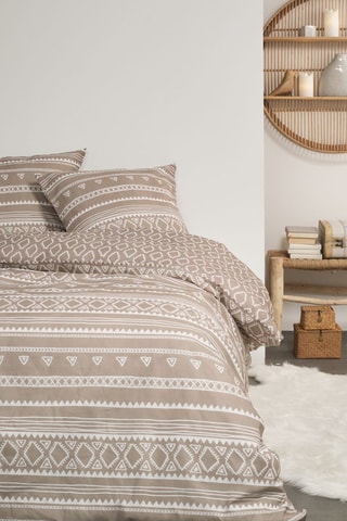 Parure de couette en flanelle de coton - Beige