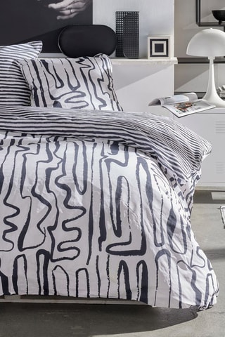 Parure de couette réversible en coton - 57 fils/cm² - Blanc