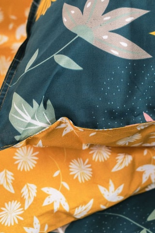 Parure de couette réversible en coton - 57 fils/cm² - Vert et jaune