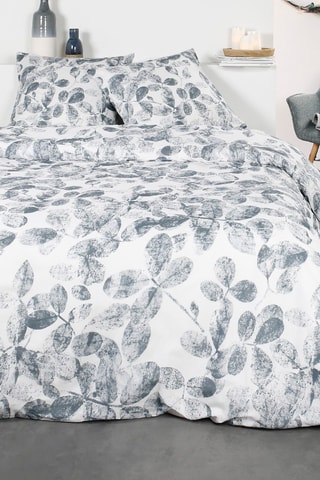 Parure de couette en coton Sunshine - Blanc et gris