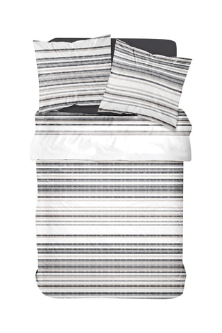 Parure de couette en coton Sunshine - Blanc et gris