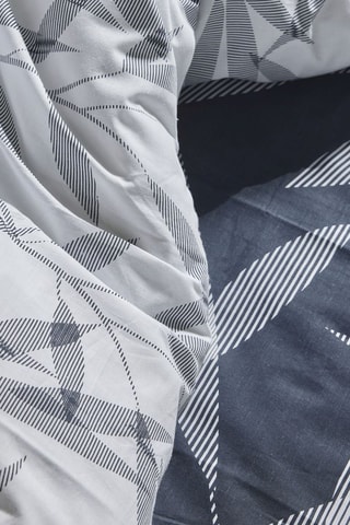 Parure de couette en coton 57 fils/cm² - Blanc et gris foncé