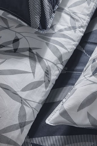 Parure de couette en coton 57 fils/cm² - Blanc et gris foncé