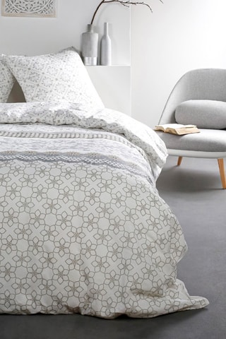 Parure de couette en coton 57 fils/cm² Sunshine - Ecru et taupe