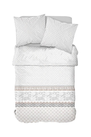 Parure de couette en coton 57 fils/cm² Sunshine - Ecru et taupe