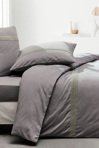 Parure de couette en percale de coton Prestige - Acier