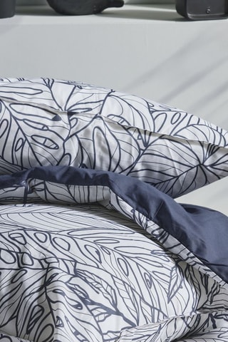 Parure de couette en coton 57 fils/cm² - Blanc et gris foncé