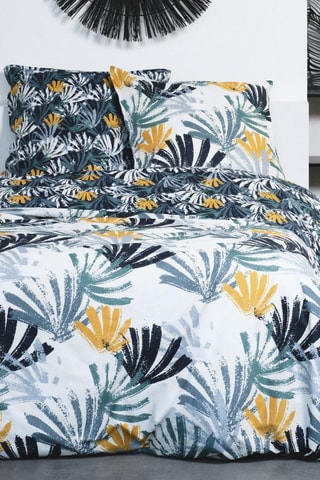 Parure de couette en coton Sunshine - Blanc et vert