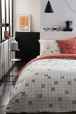 Parure de couette en coton Sunshine - Blanc et gris