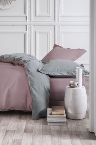 Parure de couette en percale de coton 78 fils/cm² Prestige - Gris et violet