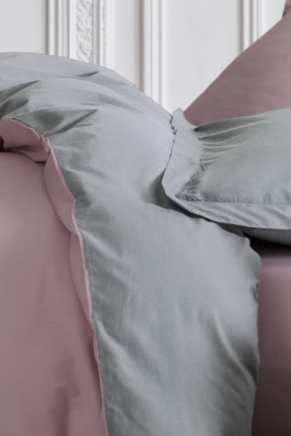 Parure de couette en percale de coton 78 fils/cm² Prestige - Gris et violet