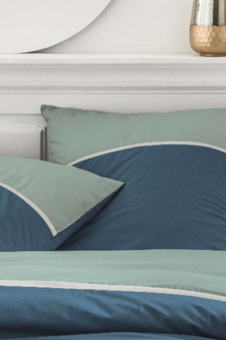 Parure de couette en percale de coton 78 fils/cm² Prestige - Bleu et vert
