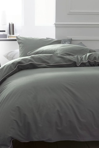 Parure de couette en percale de coton 78 fils/cm² Prestige - Sauge