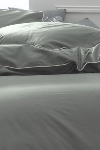 Parure de couette en percale de coton 78 fils/cm² Prestige - Sauge
