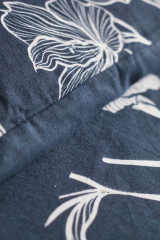 Parure de couette en flanelle de coton - Bleu marine