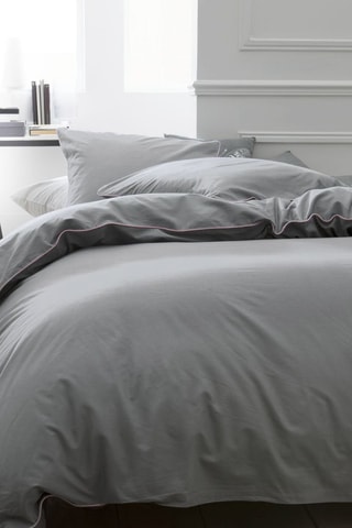 Parure de couette en percale de coton 78 fils/cm² - Gris foncé
