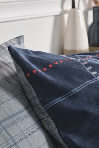 Parure de couette en flanelle de coton - Bleu marine