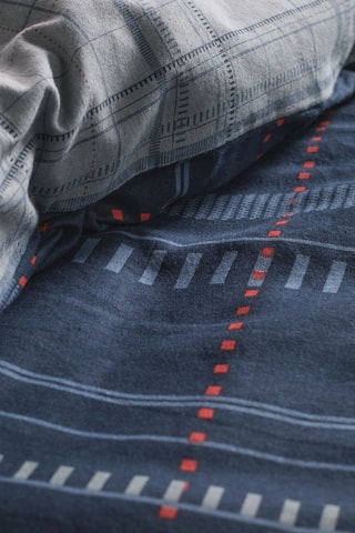 Parure de couette en flanelle de coton - Bleu marine