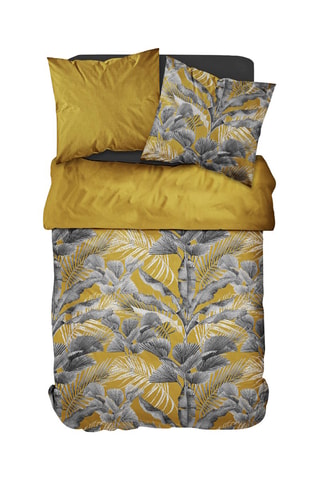 Parure de couette en coton 57 fils/cm² Sunshine 6.14 - Moutarde et gris