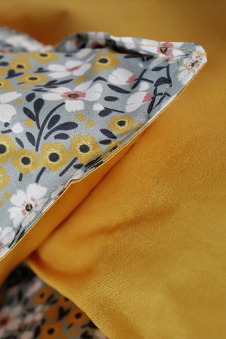 Parure de couette en coton Sunshine - Gris et moutarde