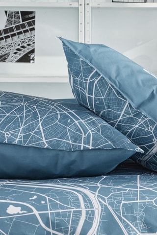 Parure de couette en coton 57 fils/cm² Java - Bleu