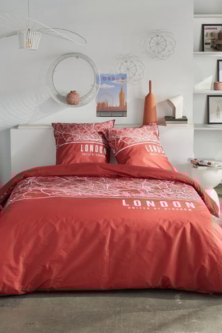 Parure de couette en coton 57 fils/cm² Java - Terracotta