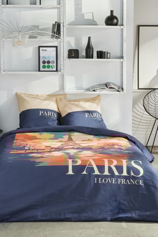 Parure de couette en coton 57 fils/cm² Java - Bleu