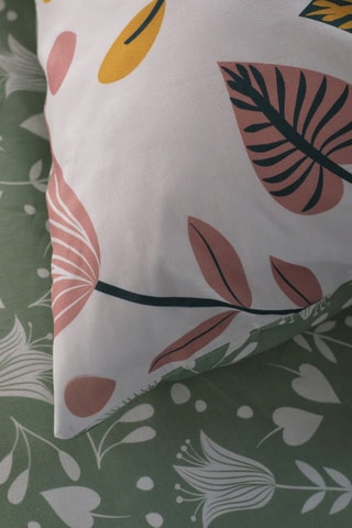 Parure de couette en coton Flanelle - Vert et blanc