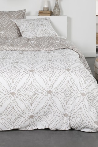 Parure de couette en coton Flanelle - Beige et écru