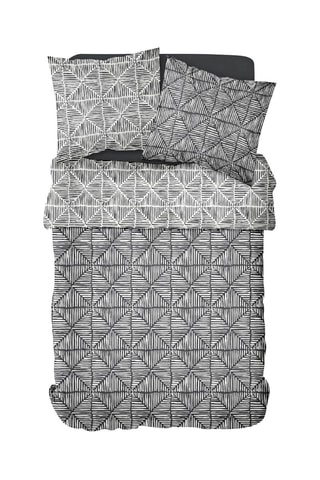 Parure de couette en coton Sunshine - Ecru et gris