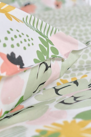 Parure de couette en coton Sunshine - Vert et blanc
