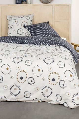 Parure de couette en coton Sunshine - Blanc et camel