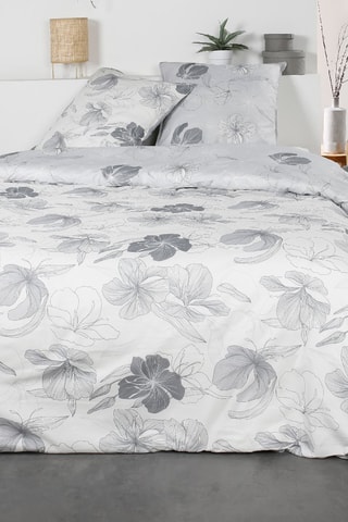 Parure de couette en coton Sunshine - Blanc et gris