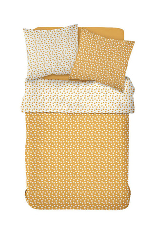 Parure de couette en coton Sunshine - Moutarde et blanc