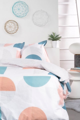 Parure de couette en coton Sunshine - Blanc et bleu