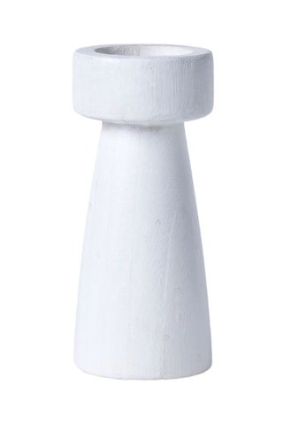 Bougeoir en bois - 9 x 9 x 20 cm - Blanc